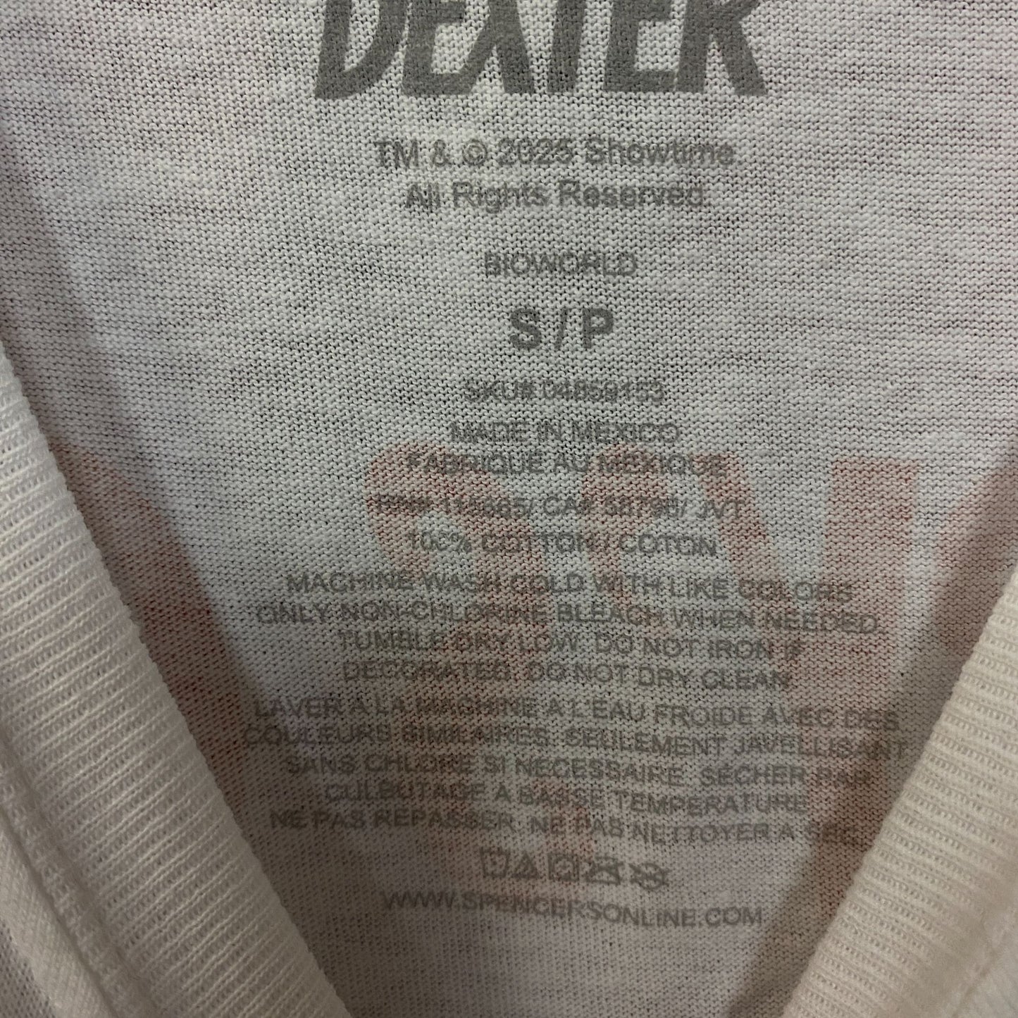 Dexter Blood Splatter Portrait T-Shirt Small