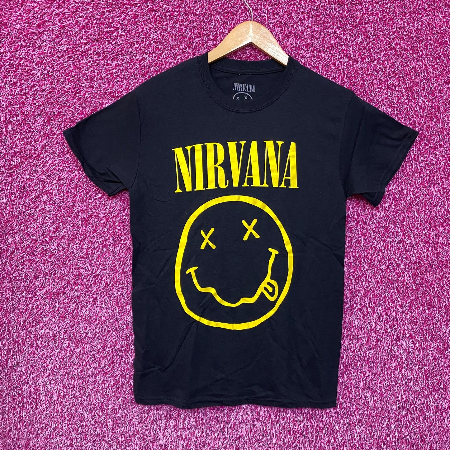 Nirvana Nevermind Smiley Promo Grunge Rock Tee S