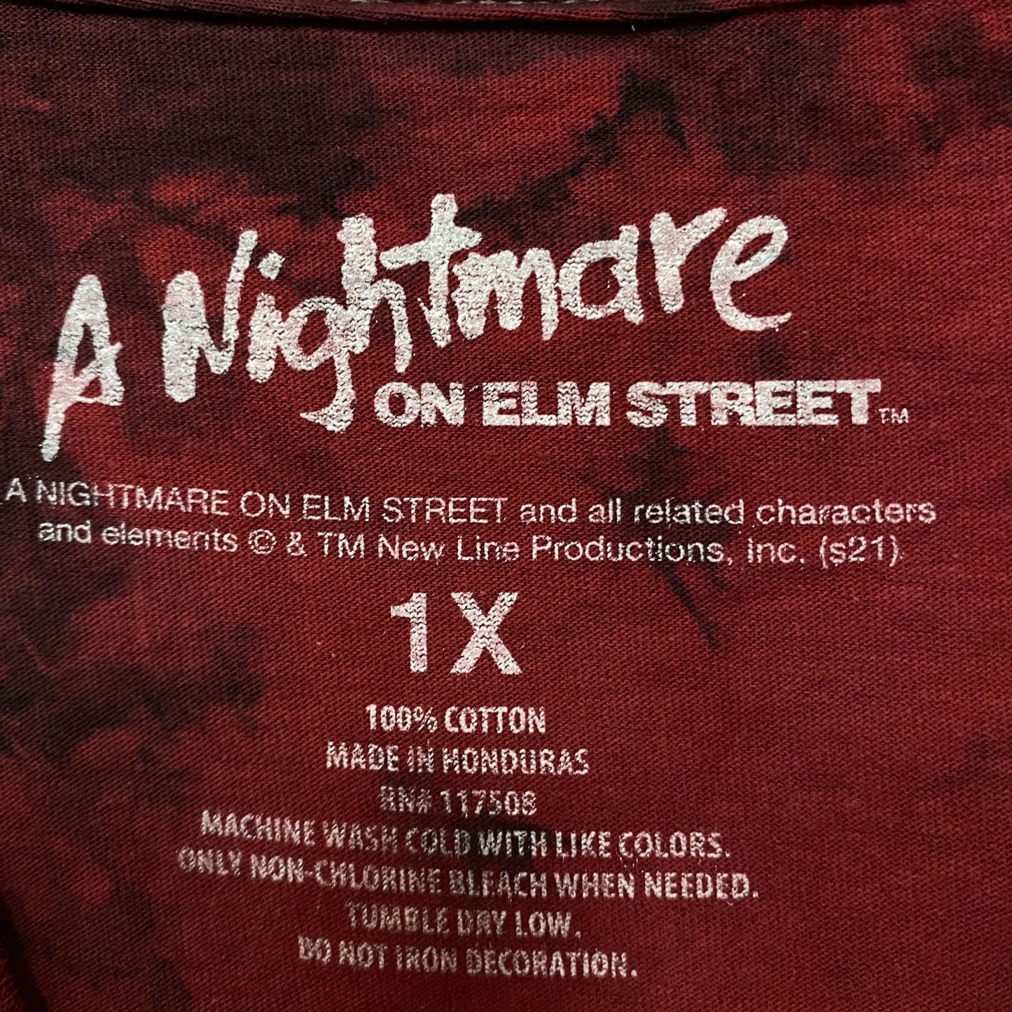 A Nightmare on Elm Street Freddy Kruger Tie dye Tshirt Size 1x