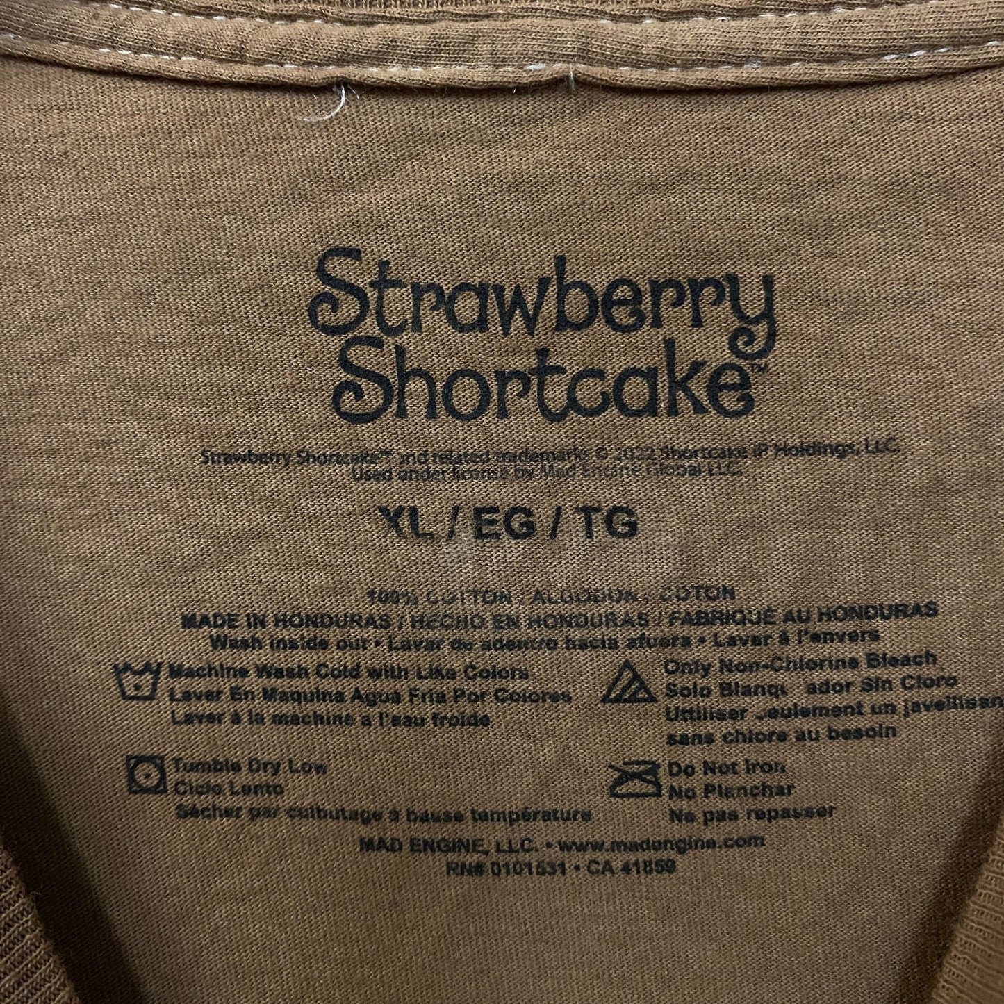 Strawberry’s Shortcake Women's Cute Mineral Wash Tshirt size XL