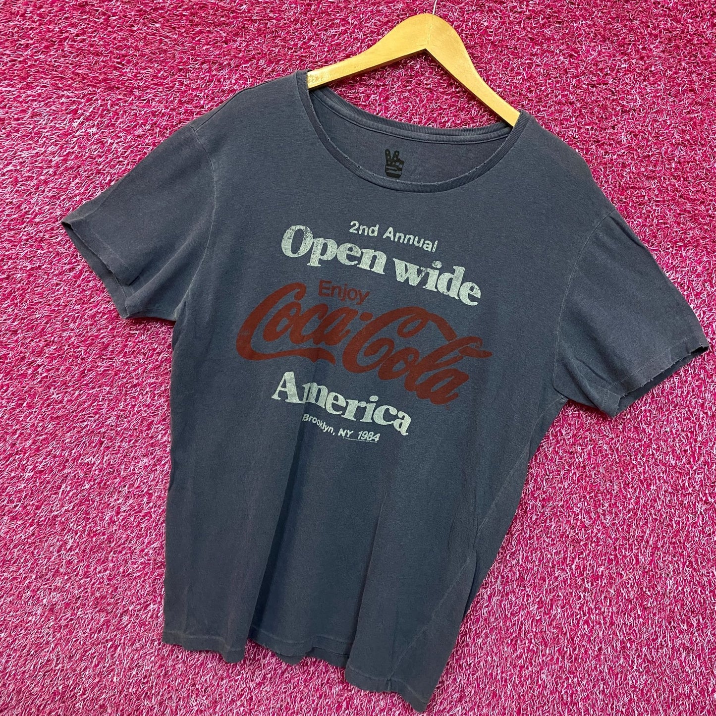 Coca-Cola Enjoy Coke 1984 Open Wide America Promo Tee L