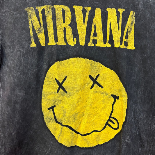 Nirvana Nevermind Smiley Face mineral wash grunge Tshirt size large