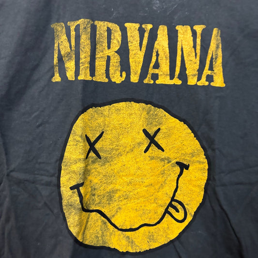 Nirvana Nevermind Dead Eye Smiley Grunge Acid Wash Tee XL