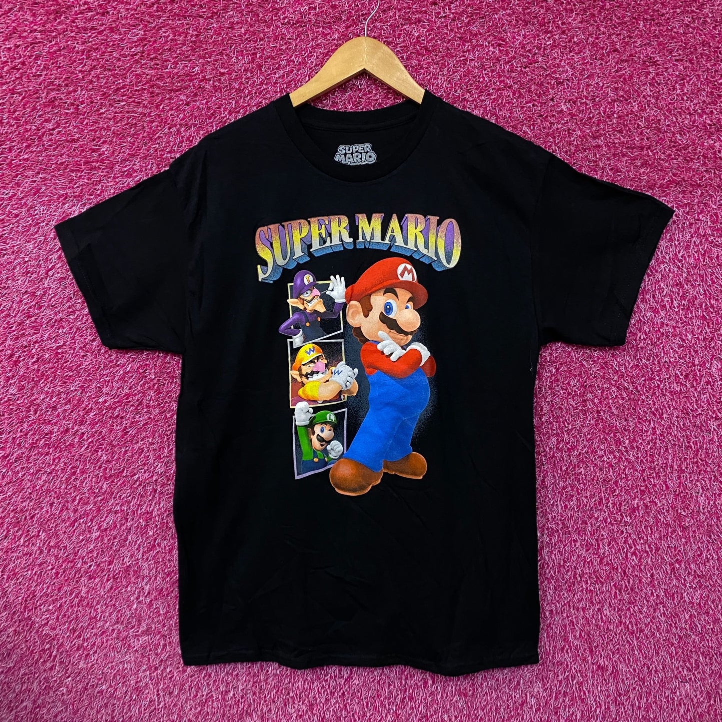 Super Mario Bros Luigi Mario Wario Waluigi Nintendo Tee L