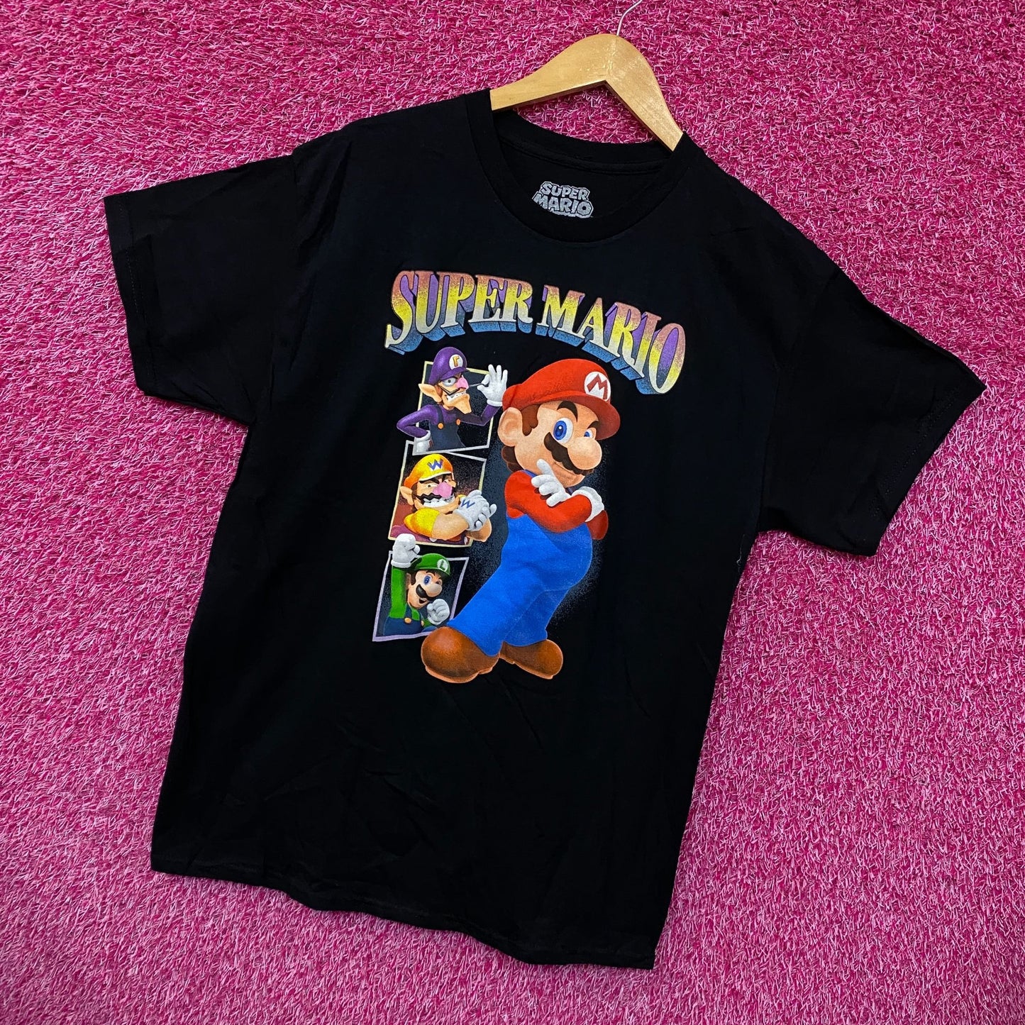 Super Mario Bros Luigi Mario Wario Waluigi Nintendo Tee L