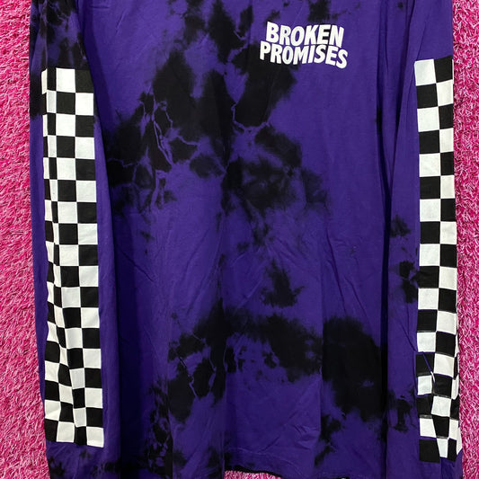 Broken Promises Street wear Purple/black Tie Dye Long Sleeve Tshirt size XL