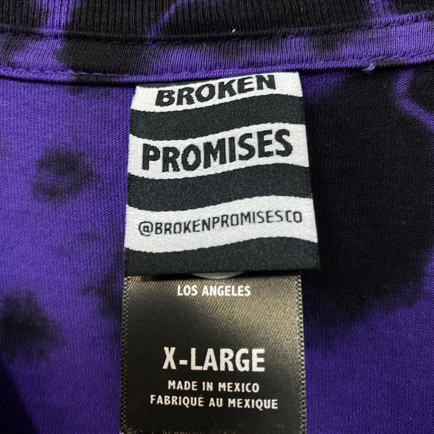 Broken Promises Street wear Purple/black Tie Dye Long Sleeve Tshirt size XL