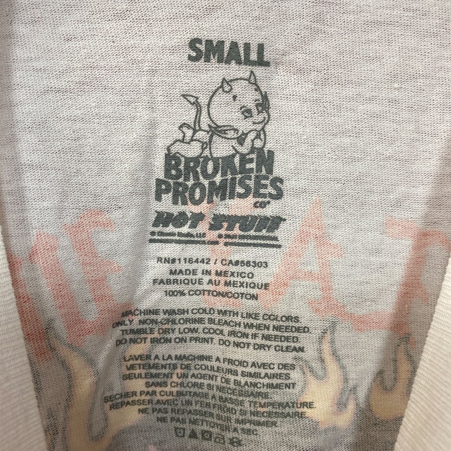 Broken Promises x Hot Stuff Get Burned White T-Shirt Small