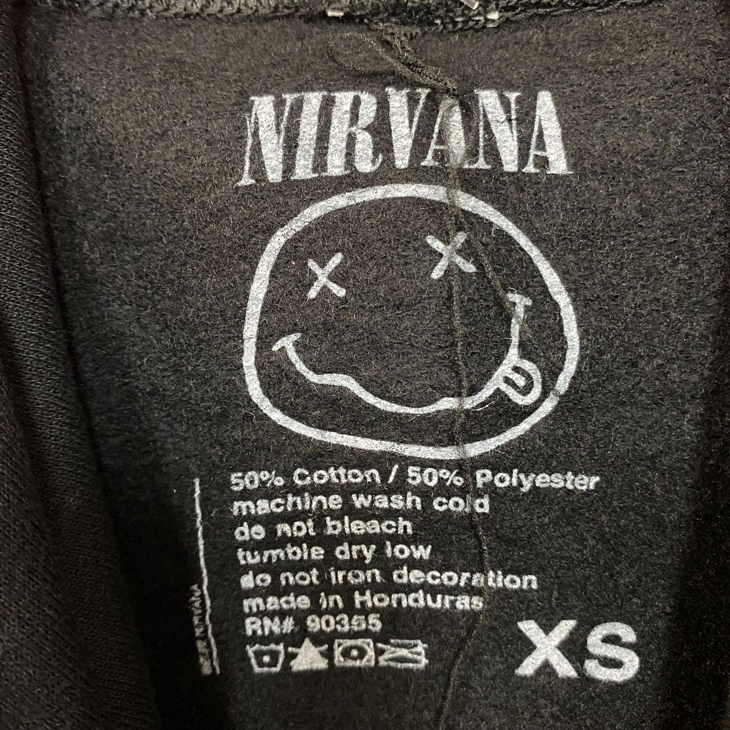 Nirvana Nevermind Dead Smiley Logo Grunge Band Graphic Hoodie XS