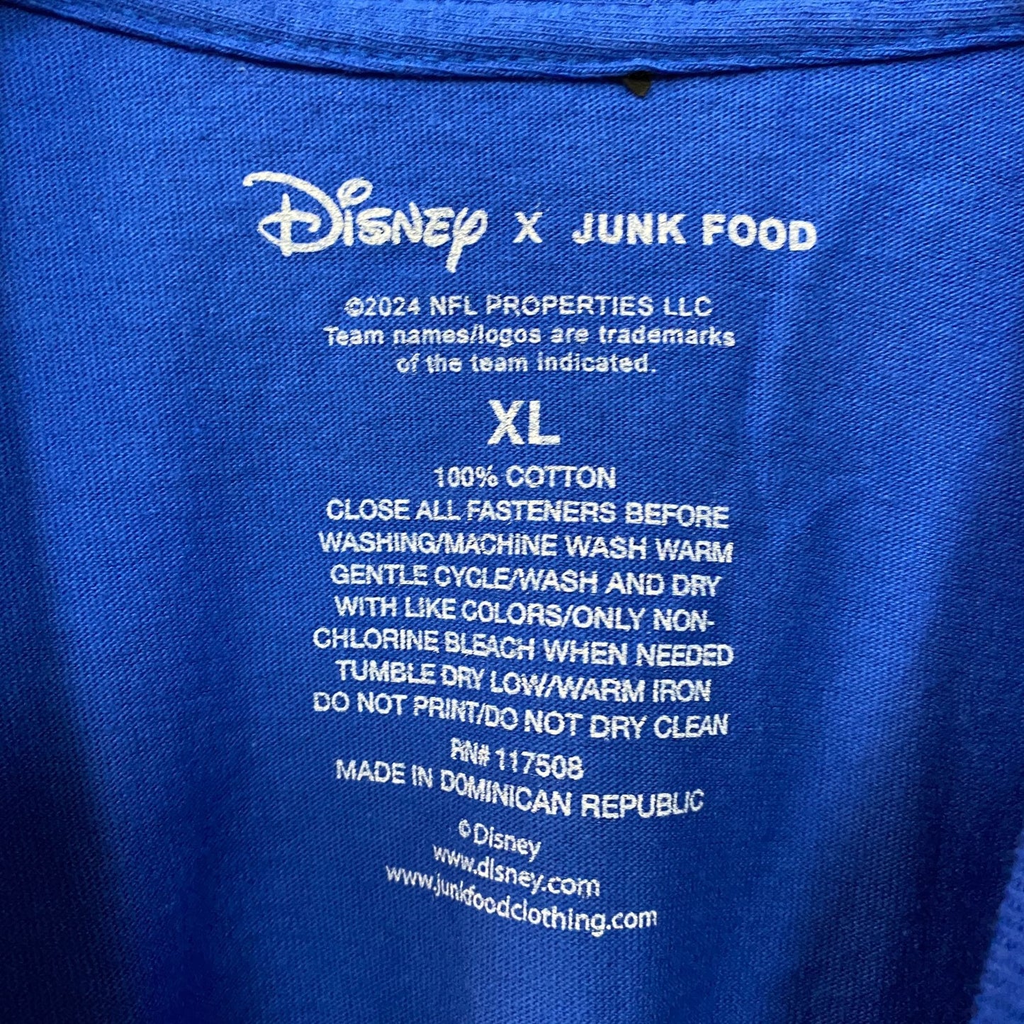 Junk Food X Mickey Mouse NFL Buffalo Bills Blue T-Shirt XL