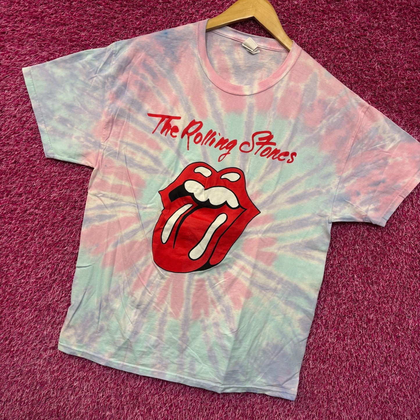 Rolling Stones pastel tie dye tshirt size large