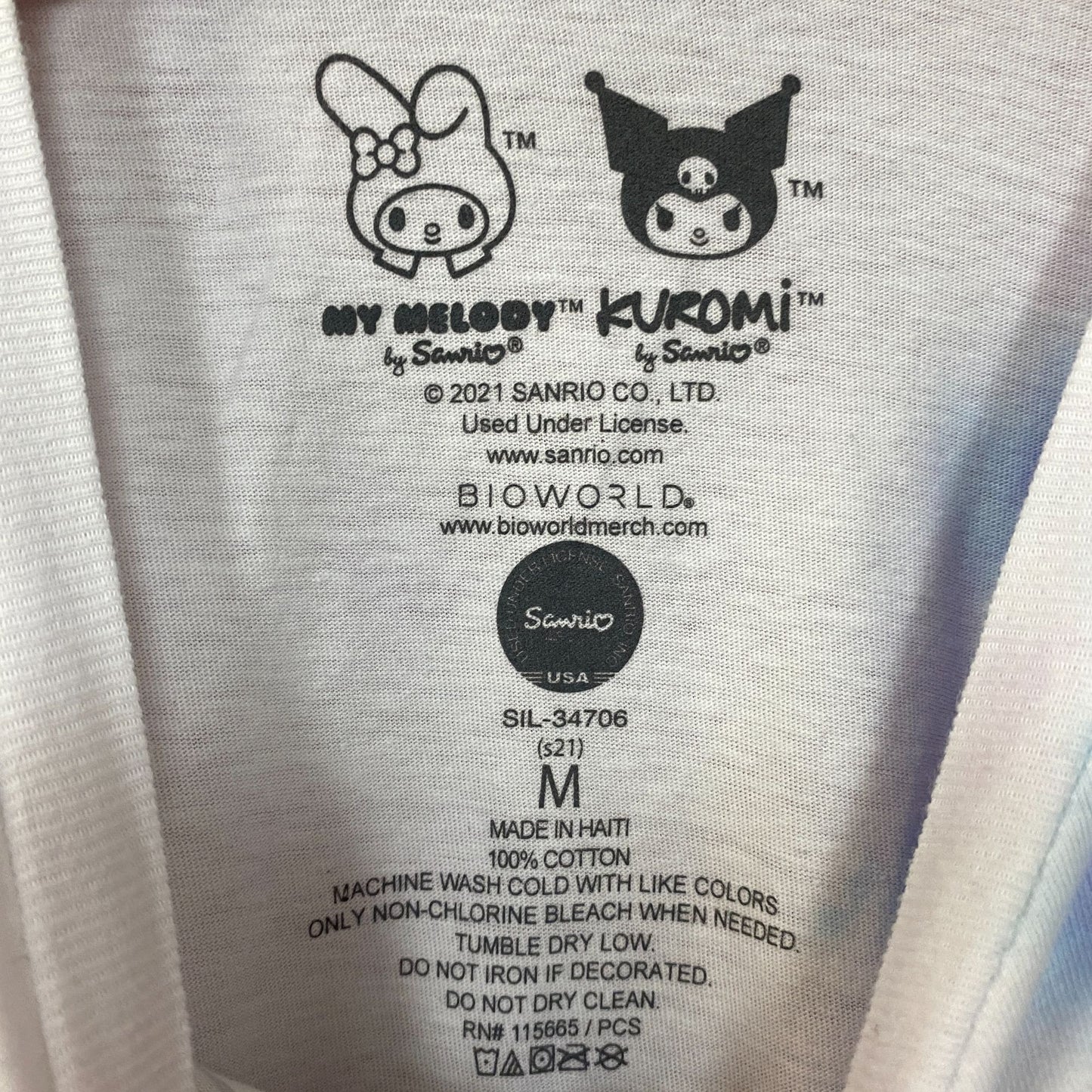 Sanrio Kuromi and My Melody Halloween Tie-Dye Crop T-Shirt Medium