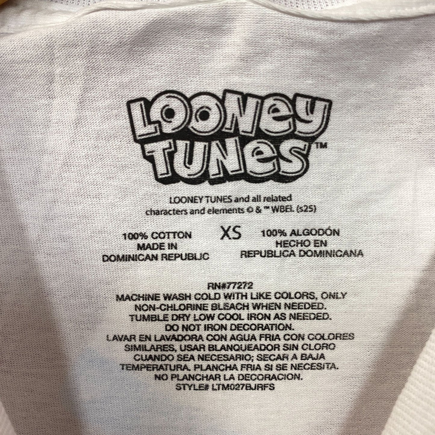 Looney Tunes Bugs Bunny and Friends Characters Checkered T-Shirt XS