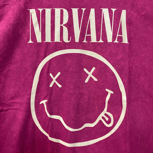 Nirvana Neverming Grunge Magenta Rock Tee Large