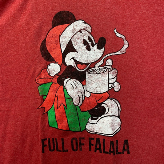 Santa Mickey Mouse Full of Falala Christmas Disney Tee L