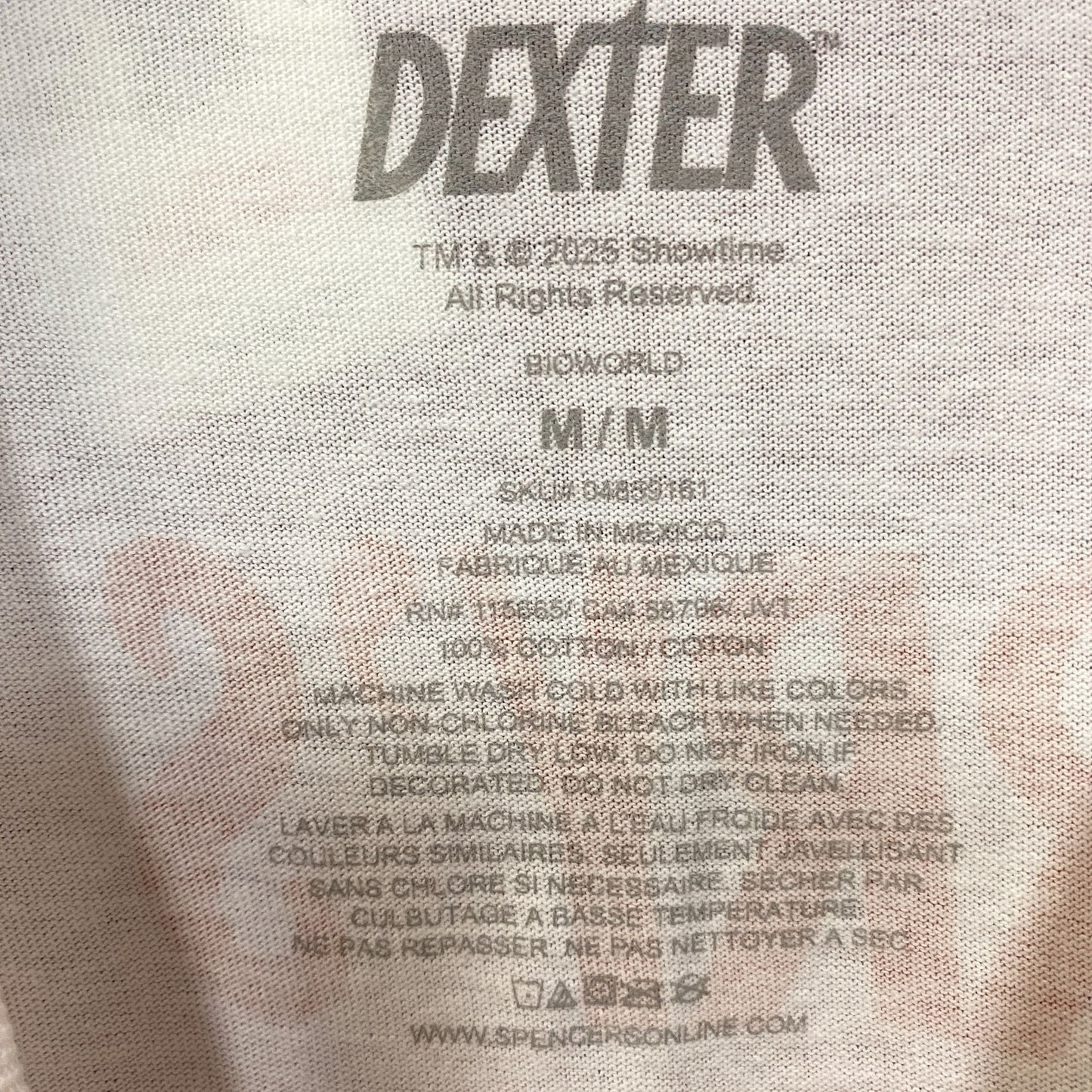 Dexter Blood Splatter Portrait T-Shirt Medium