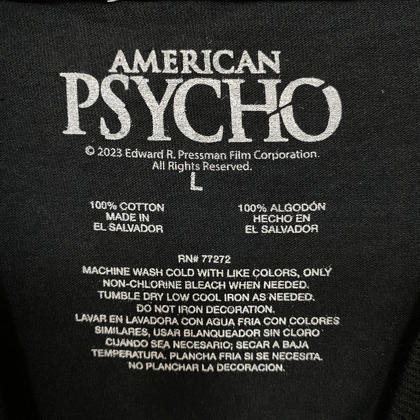 American Psycho Trio Horror Movie T-Shirt Size Large