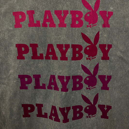 Playboy Stacked Logo Acid Wash Graphic T-Shirt Large