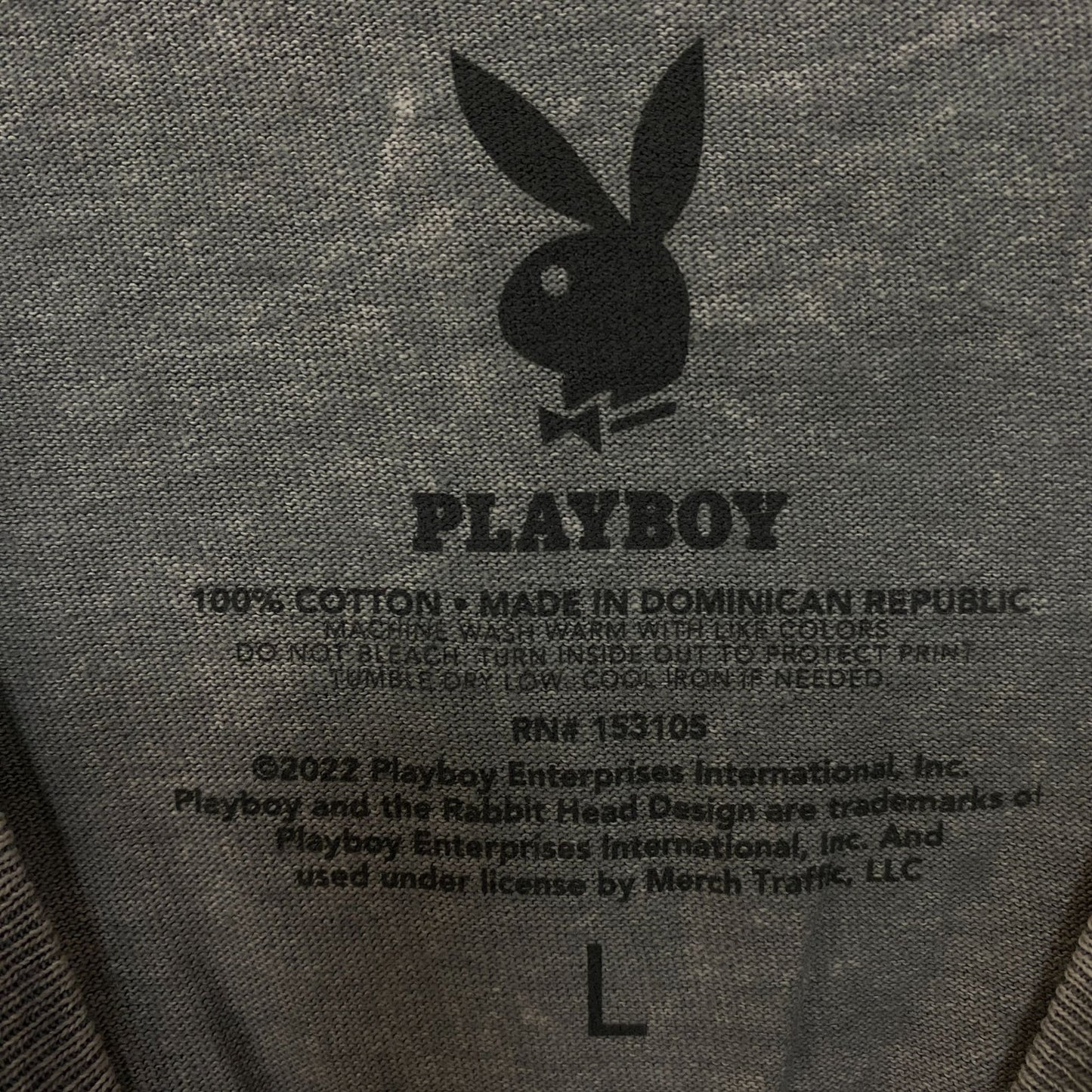 Playboy Stacked Logo Acid Wash Graphic T-Shirt Large