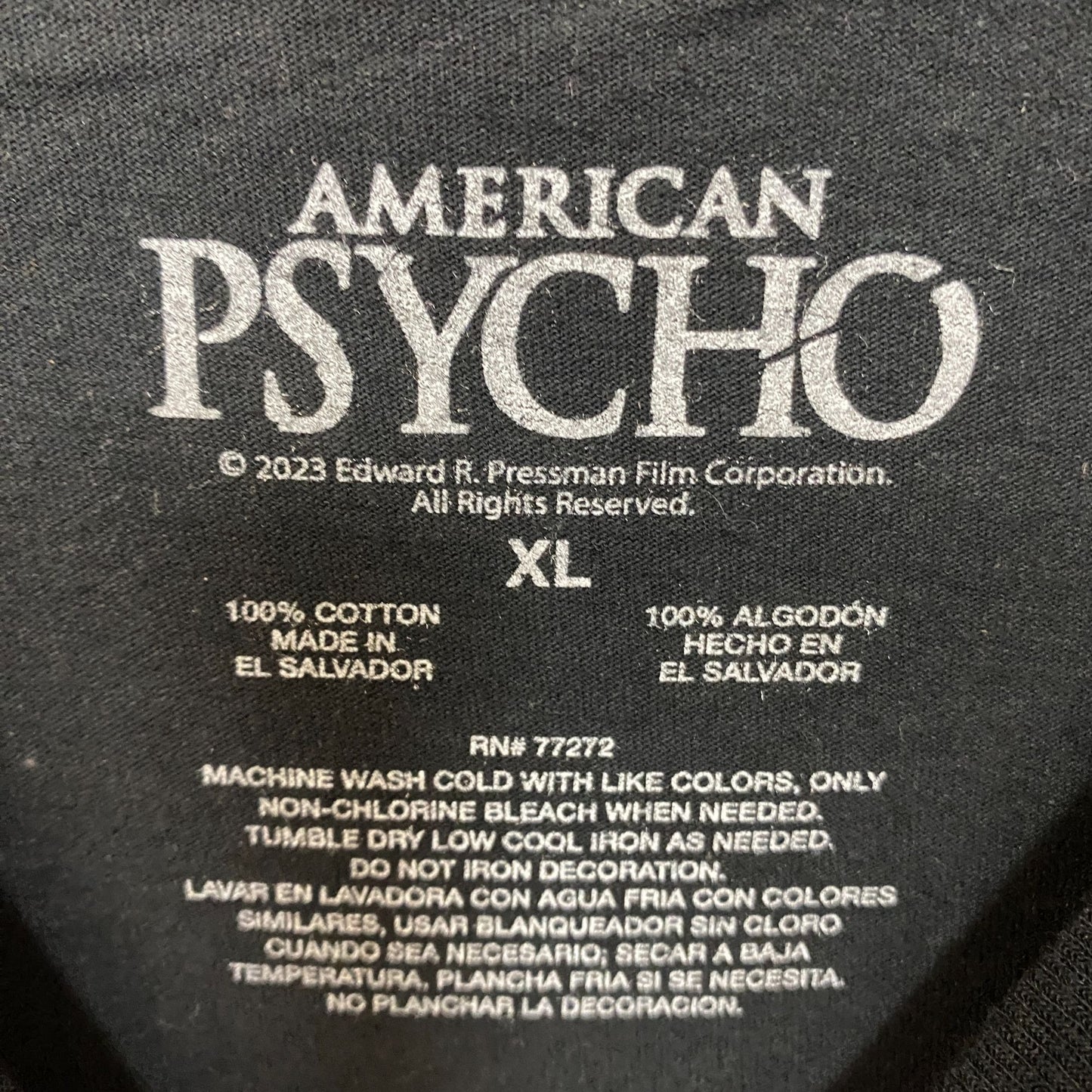 American Psycho Trio Horror Movie T-Shirt Size XL