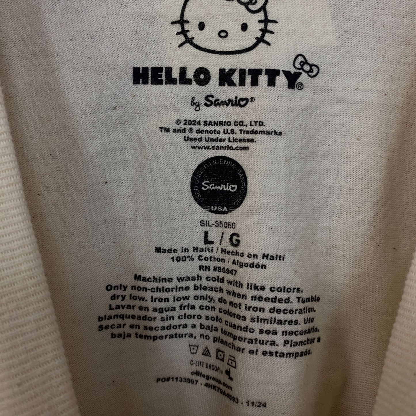 Sanrio Hello Kitty Outdoors Cute Graphic T-Shirt Large