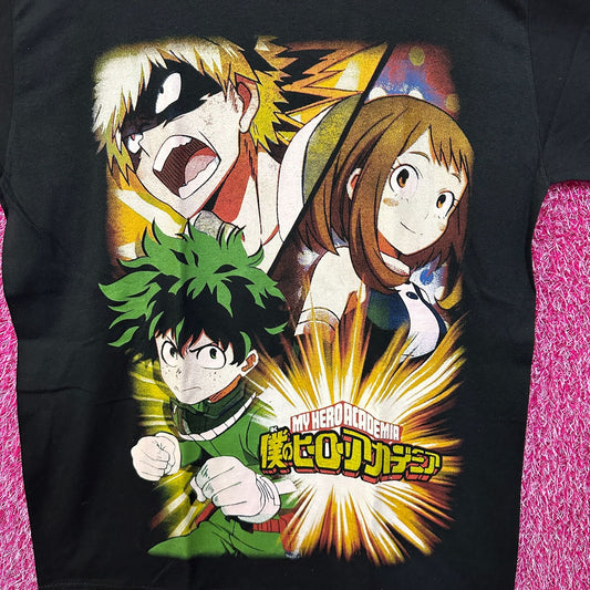 My Hero Academia Midoriya Uraraka Bakugo Anime Tee L