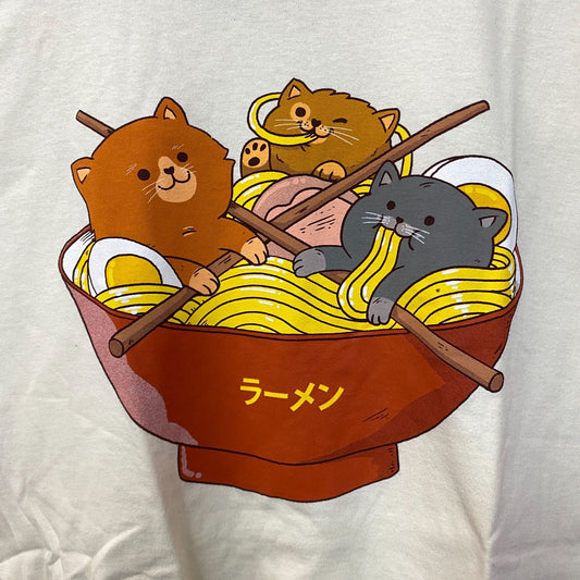 Ramen cat beige Tshirt size medium