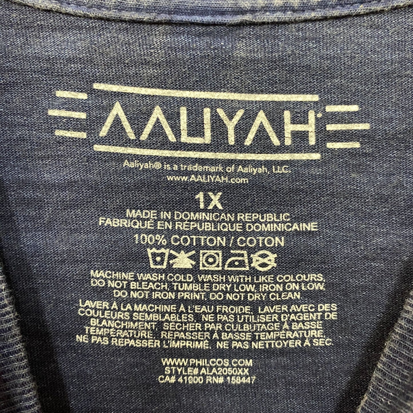 Aaliyah R&B Vintage-Style Washed Blue T-Shirt 1X