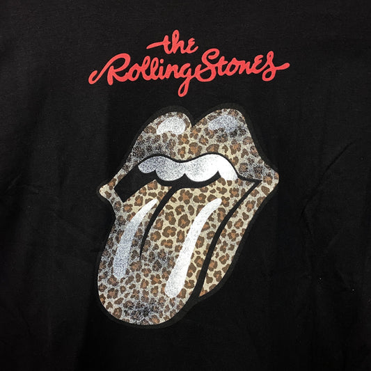 Rolling Stones Leopard Print Tongue Graphic Women's T-Shirt XL