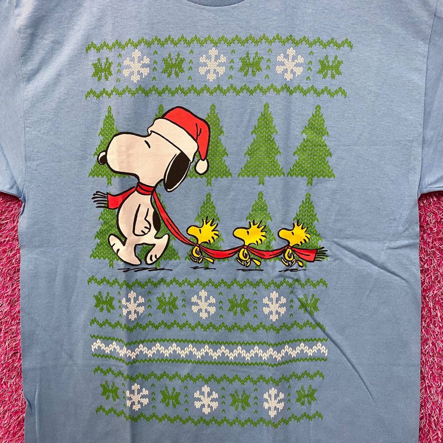 Santa Snoopy & Woodstocks Christmas Peanuts Holiday Tee L
