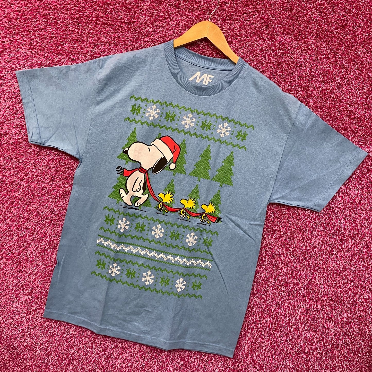 Santa Snoopy & Woodstocks Christmas Peanuts Holiday Tee L