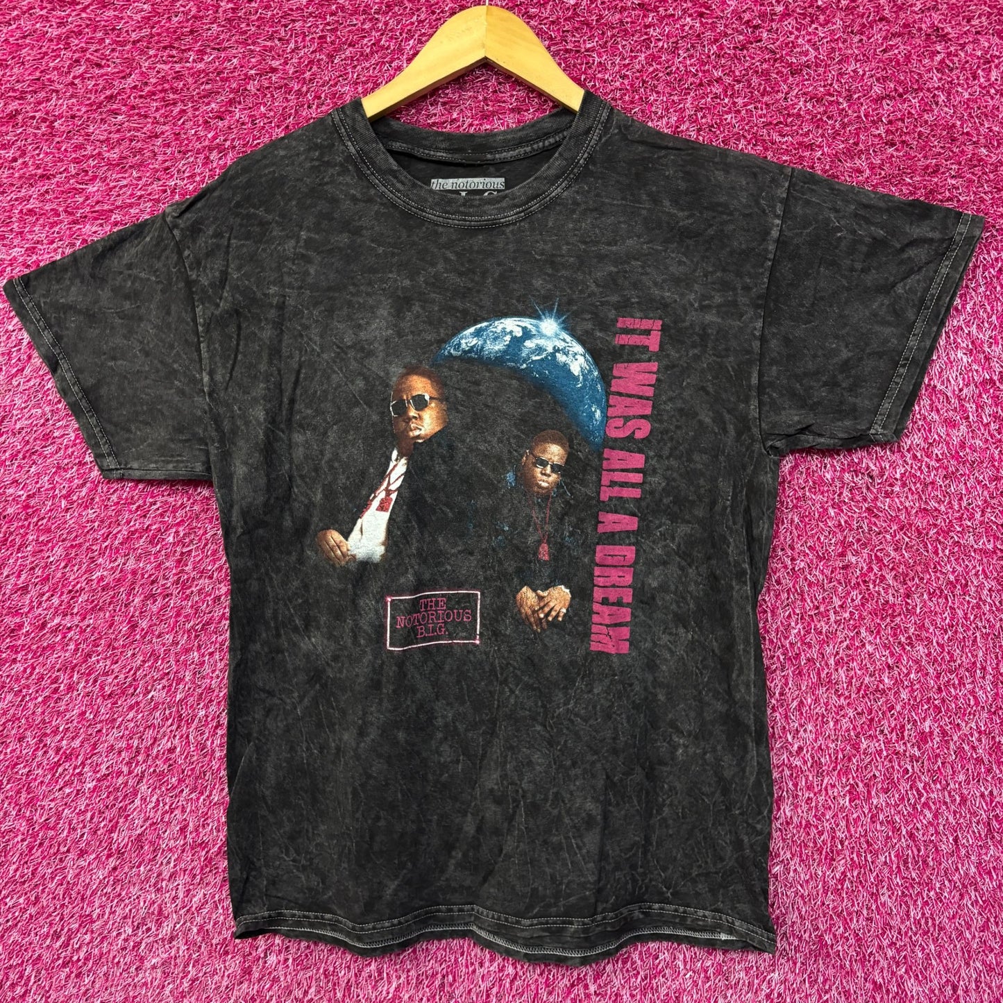 Biggie Smalls It Was All A Dream Acid Wash Rap tee size large