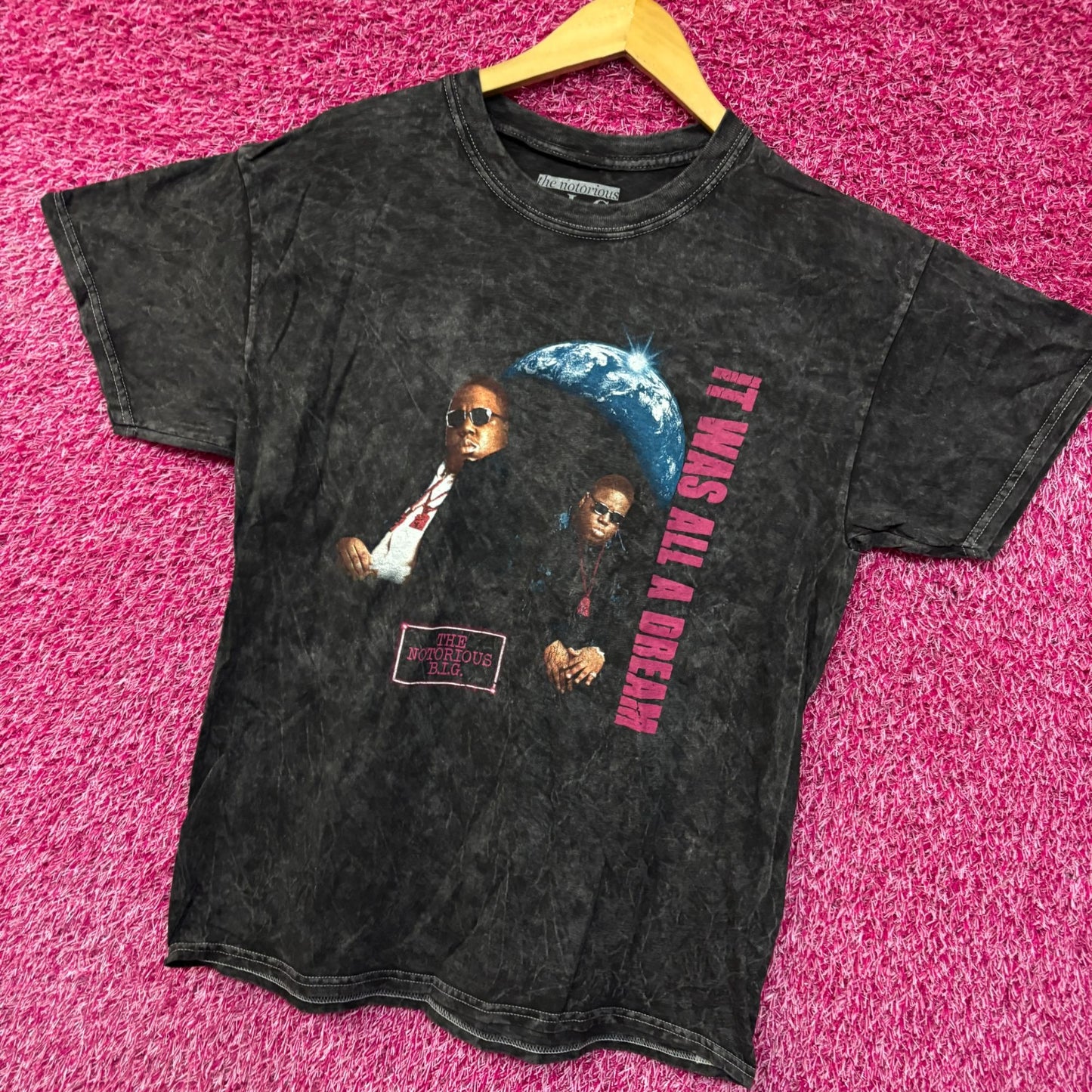 Biggie Smalls It Was All A Dream Acid Wash Rap tee size large