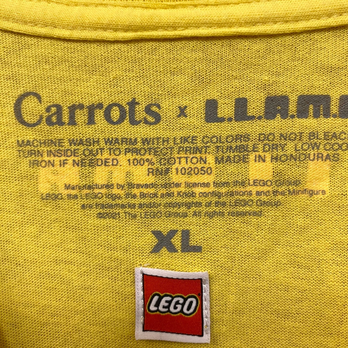 Carrots x Llama Lego Yellow Long Sleeve Tshirt size Extras Large