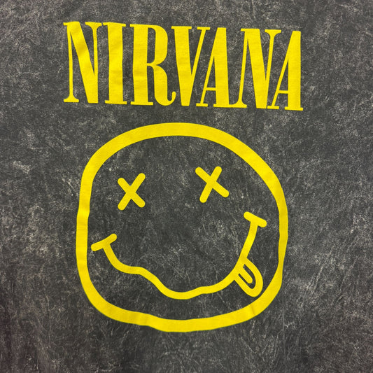 Nirvana Nevermind Tour Smiley Face Grunge Rock Band Tee 2XL