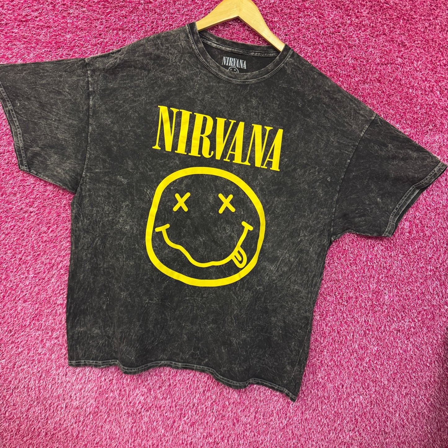 Nirvana Nevermind Tour Smiley Face Grunge Rock Band Tee 2XL