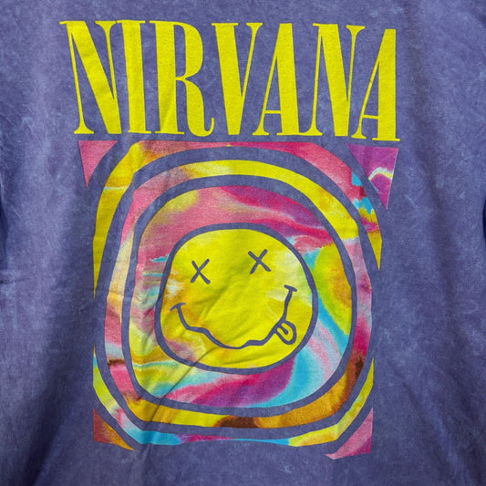 Nirvana Smiley Face Never Mind Grunge Mineral Wash Grunge Tshirt size Large