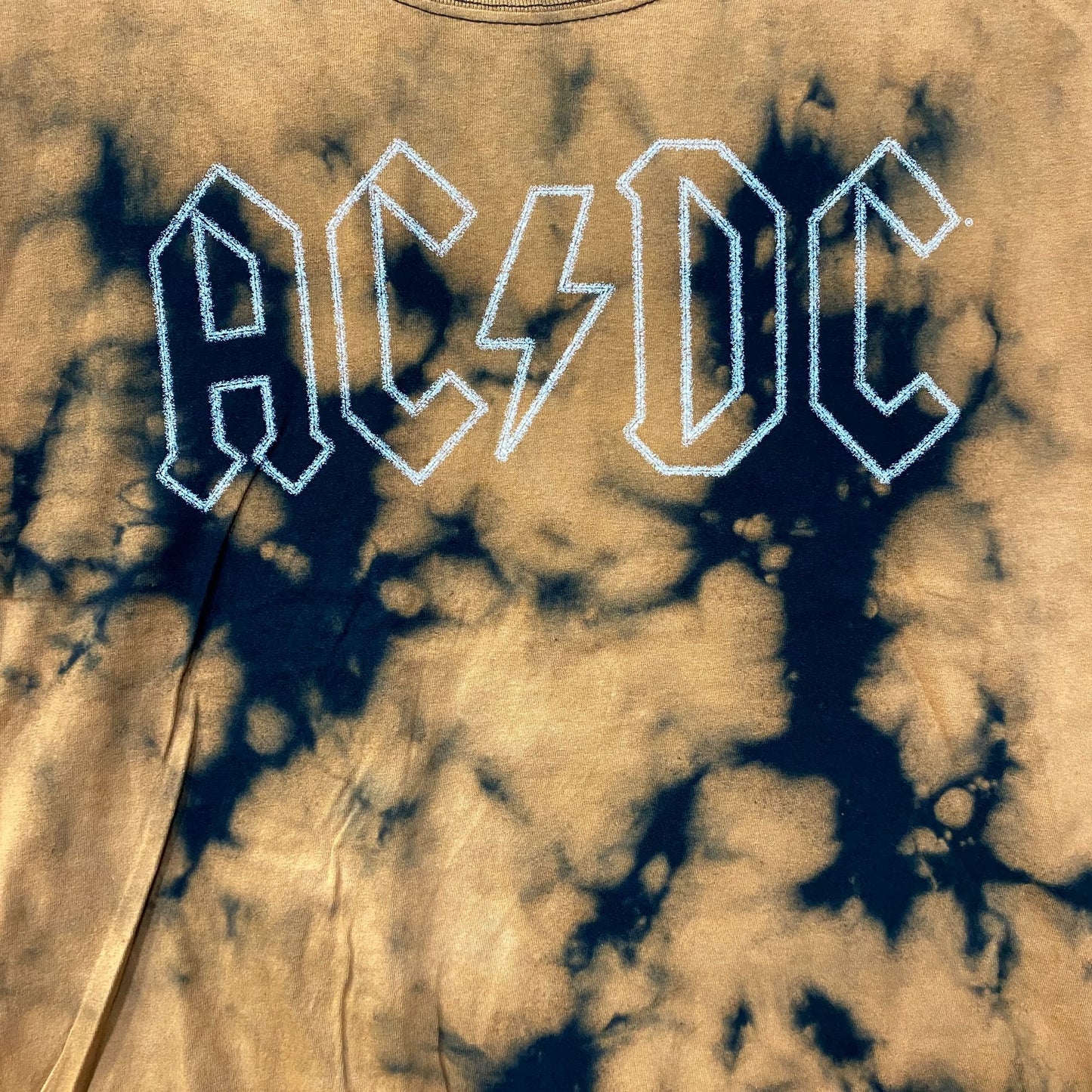 AC/DC Tie Dye Rock Band Sleeveless Croptop Medium