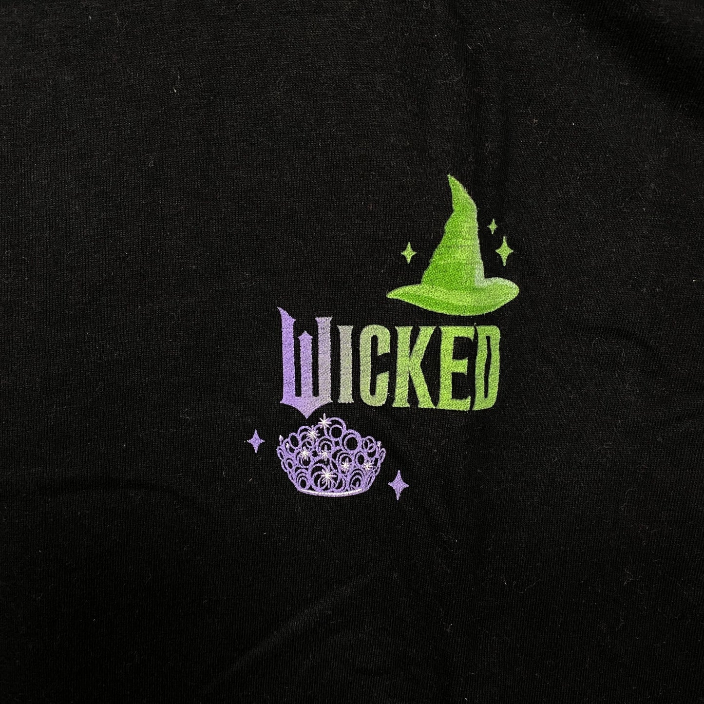 Wicked Elphaba and Glinda Logo Tshirt size Medium