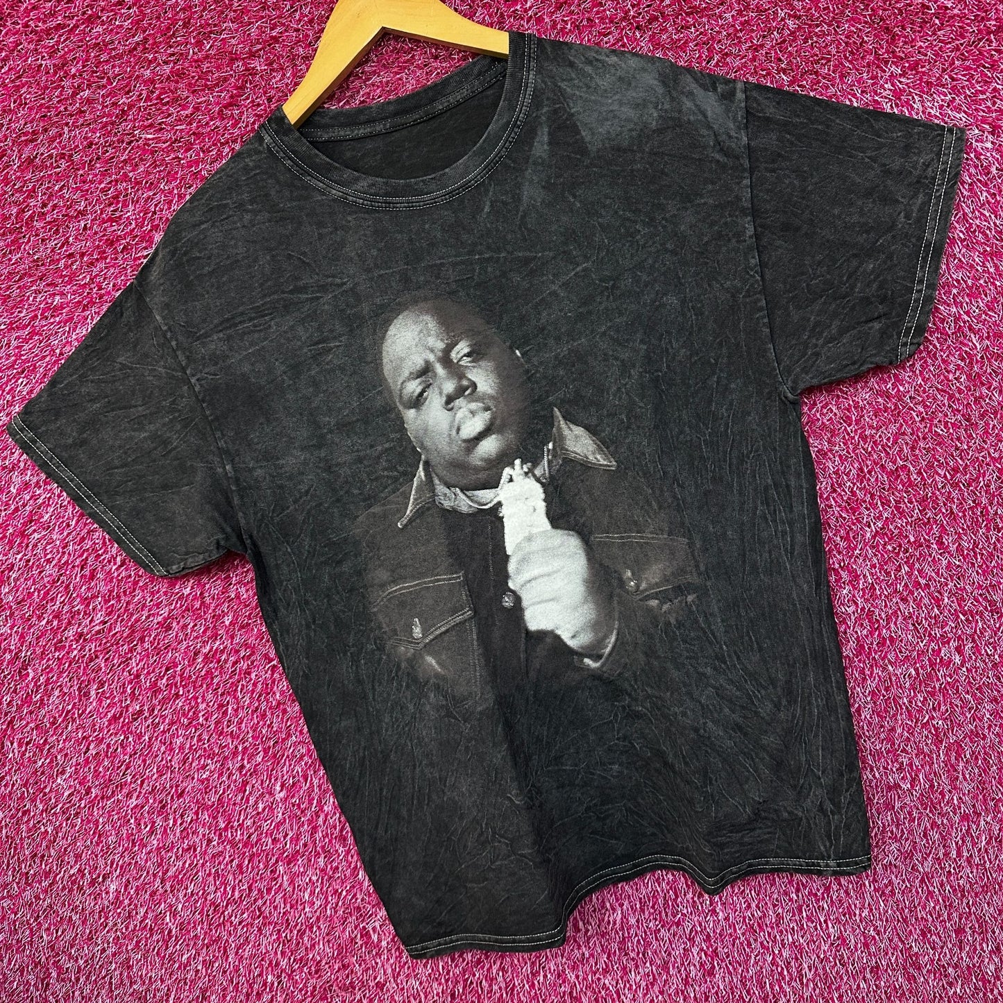 Notorious BIG Mineral Wash Rap Tshirt size black tee Large