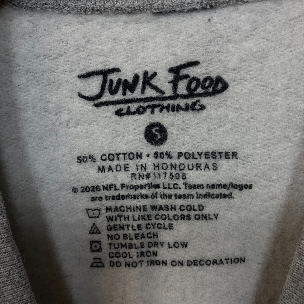 Junk Food Clothing Buffalo Bills Heathered Gray Crewneck Pullover Sweatshirt Small