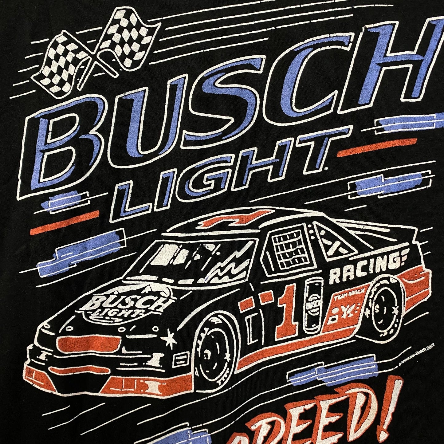 Busch Light Speed Racing Car Graphic Design T-Shirt Large