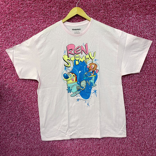 Nickelodeon Ren & Stimpy Space Walk Pink T-Shirt XL