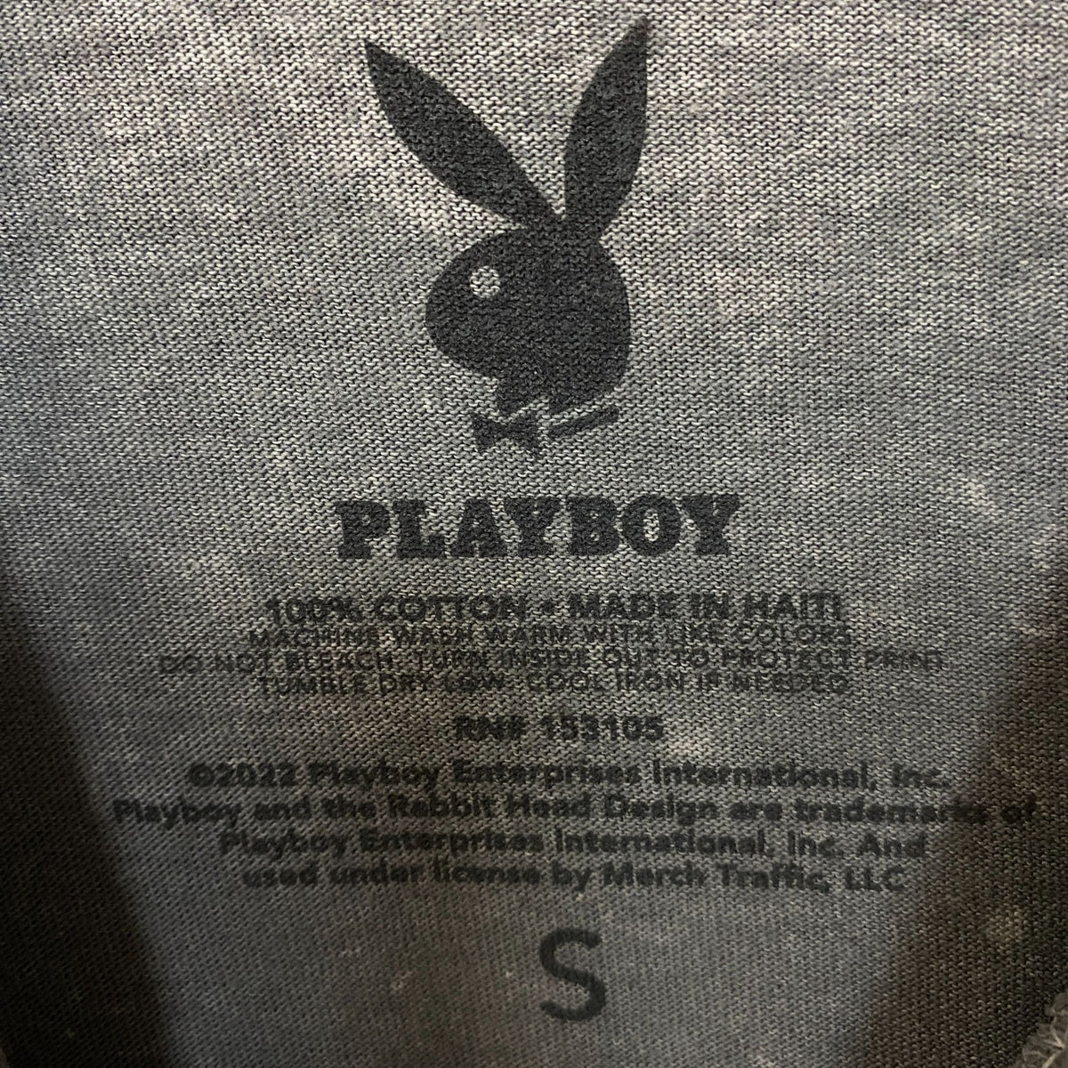 Playboy Stacked Logo Acid Wash Graphic T-Shirt Small