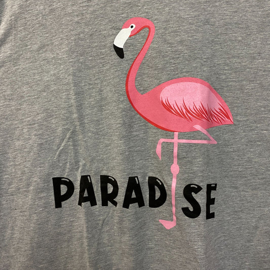 Paradise Flamingo Gray Tshirt size L/XL