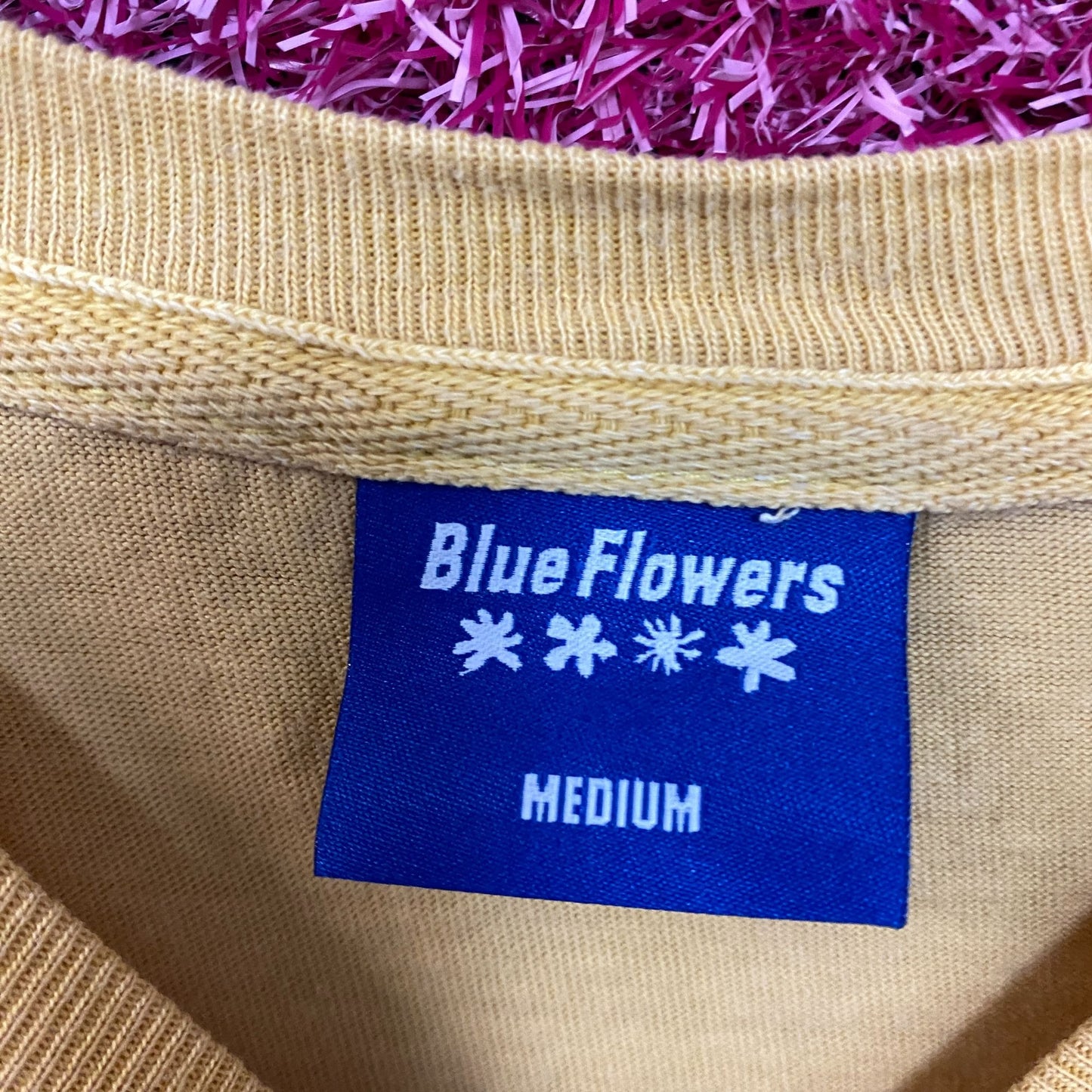 Blue Flowers Graphic Design T-Shirt Medium