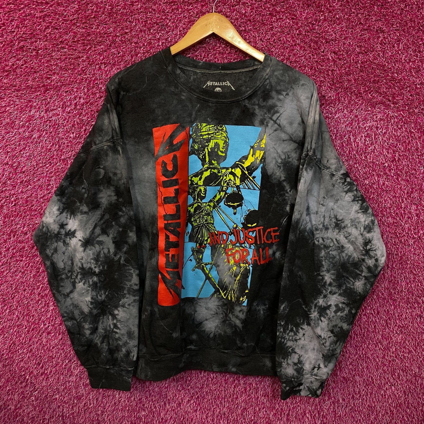 Metallica And Justice For All Tie Dye Crewneck Sweater S/M