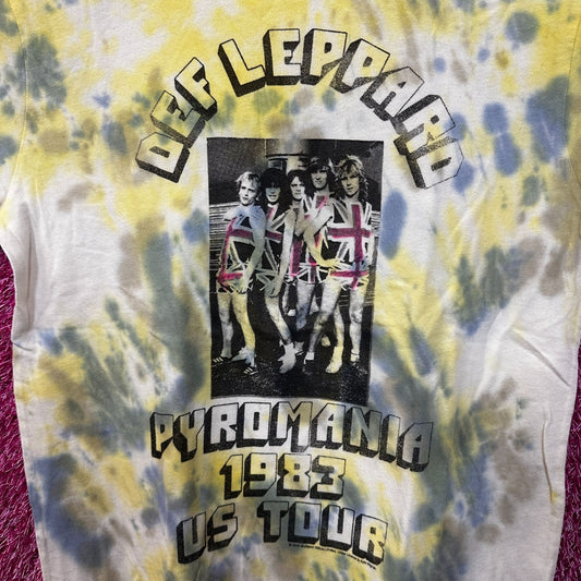Def Leppard Pyromania 83 US Tour Glam Metal Band Tie Dye XS