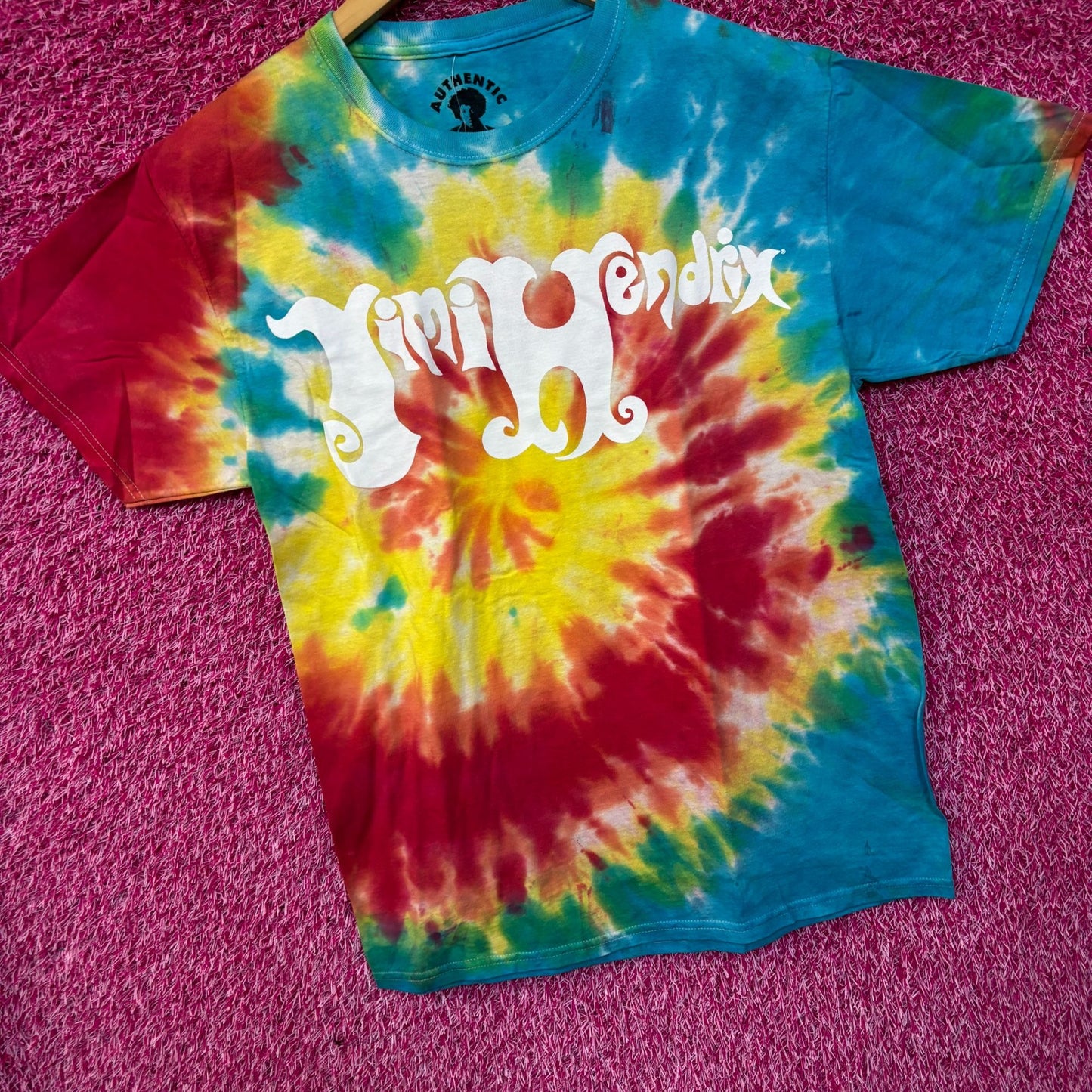 Jimi Hendrix Spell Out Psychedelic Rock Legend Tie Dye M