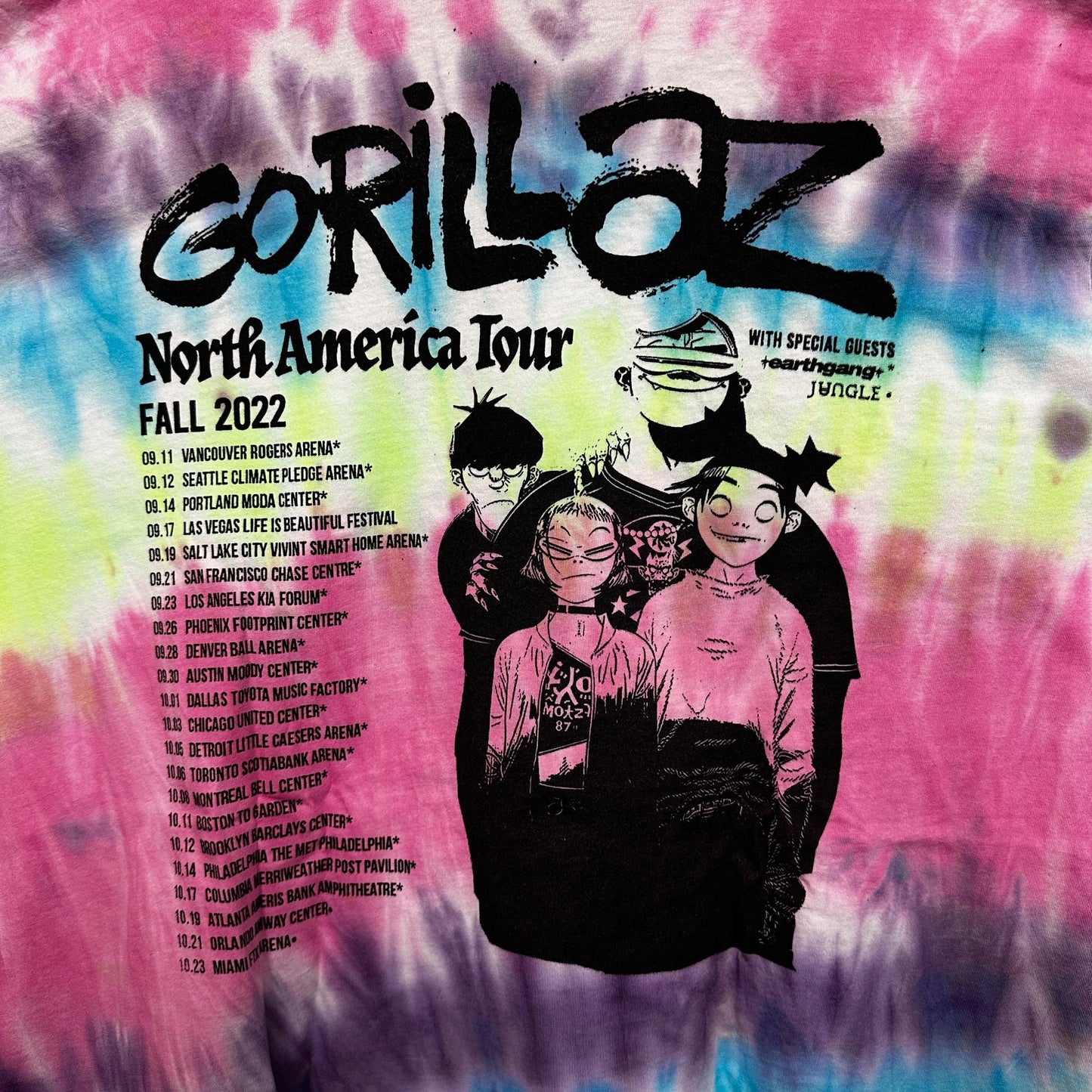Gorillaz North American Tour Rock Tie dye 2X